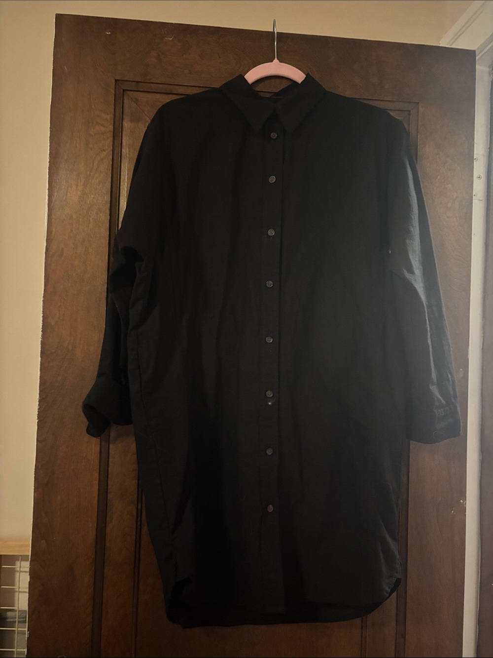 Universal Thread Black Button-Front Shirt Dress
